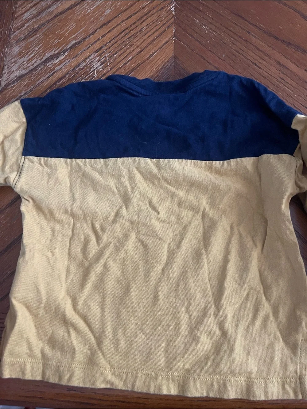 GAP Navy and Mustard Colorblock Long-Sleeve Tee
